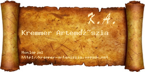 Kremmer Artemíszia névjegykártya